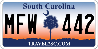 SC license plate MFW442