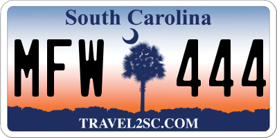 SC license plate MFW444