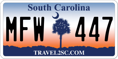 SC license plate MFW447