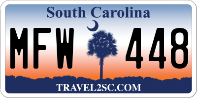 SC license plate MFW448