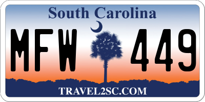 SC license plate MFW449