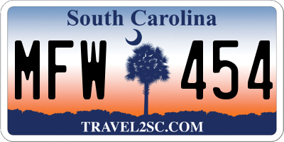 SC license plate MFW454