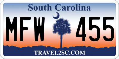 SC license plate MFW455