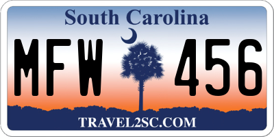 SC license plate MFW456