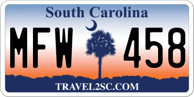 SC license plate MFW458