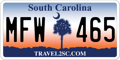SC license plate MFW465