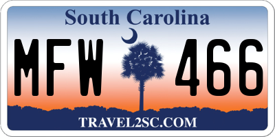 SC license plate MFW466