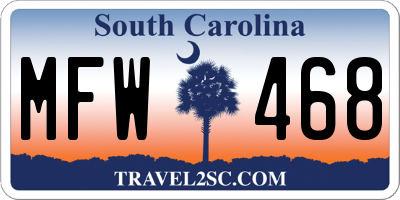 SC license plate MFW468