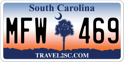 SC license plate MFW469