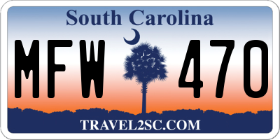 SC license plate MFW470
