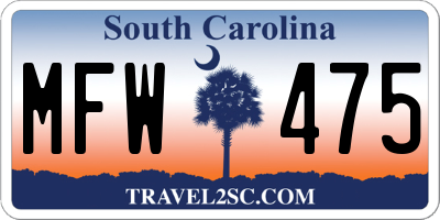 SC license plate MFW475