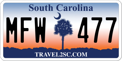 SC license plate MFW477