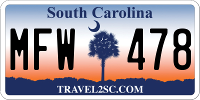 SC license plate MFW478
