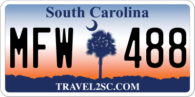 SC license plate MFW488
