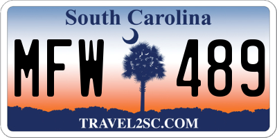 SC license plate MFW489