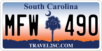 SC license plate MFW490