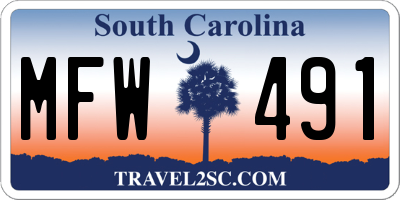 SC license plate MFW491