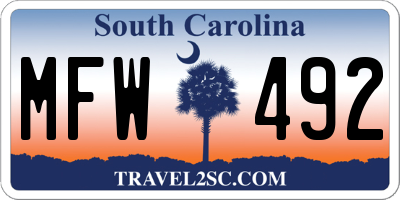SC license plate MFW492