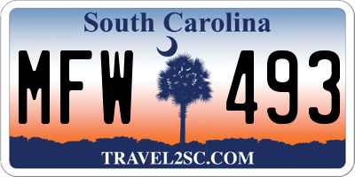 SC license plate MFW493