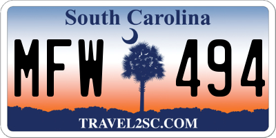 SC license plate MFW494