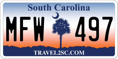SC license plate MFW497