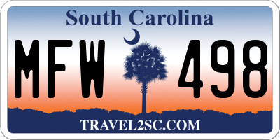 SC license plate MFW498