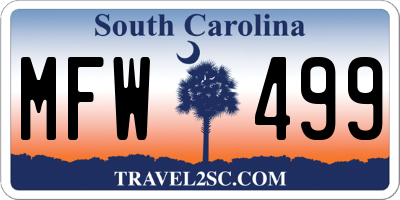 SC license plate MFW499