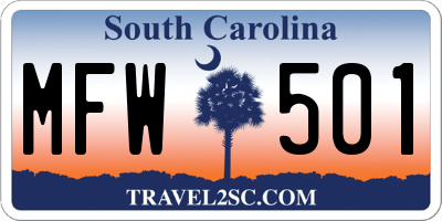 SC license plate MFW501