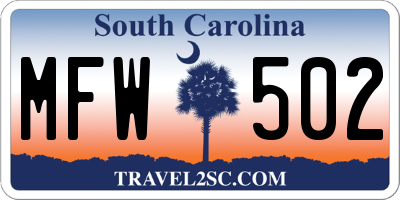 SC license plate MFW502