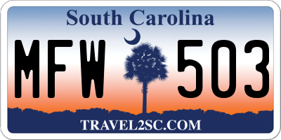 SC license plate MFW503