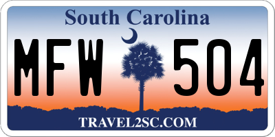 SC license plate MFW504