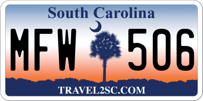 SC license plate MFW506