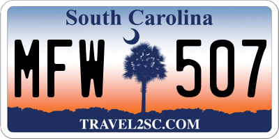 SC license plate MFW507