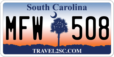 SC license plate MFW508