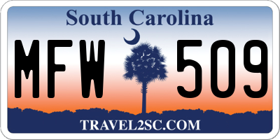 SC license plate MFW509