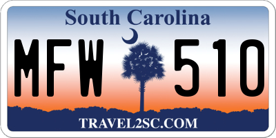 SC license plate MFW510