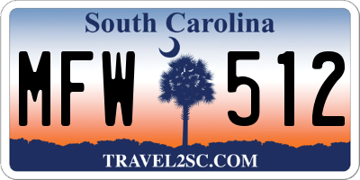 SC license plate MFW512