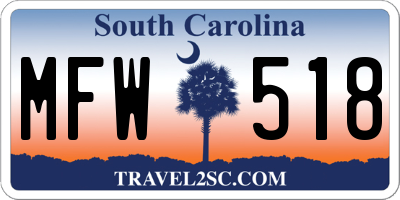 SC license plate MFW518