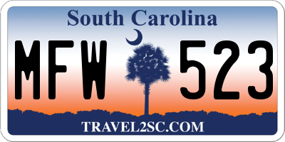 SC license plate MFW523