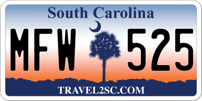 SC license plate MFW525