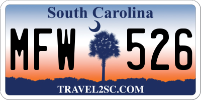 SC license plate MFW526