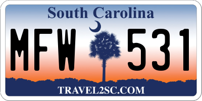 SC license plate MFW531