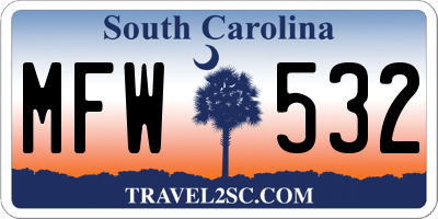 SC license plate MFW532