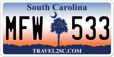 SC license plate MFW533