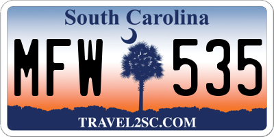 SC license plate MFW535