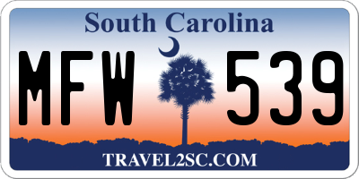 SC license plate MFW539