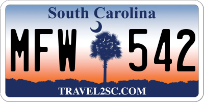 SC license plate MFW542