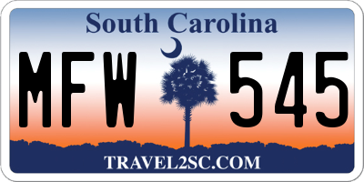 SC license plate MFW545