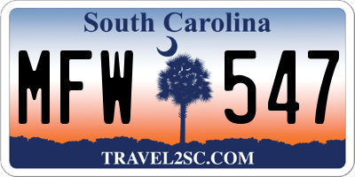 SC license plate MFW547