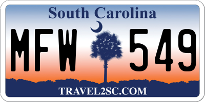 SC license plate MFW549